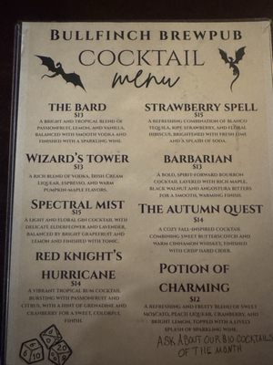 Menu photo 1 Bullfinch Brewpub Syracuse, NY Menu photo 1 Bullfinch Brewpub Syracuse, NY