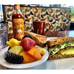 San Diego Egg White Breakfast Sandwich w/Fruits & Coffee Total 20$ @ Cozy Corner Restaurant & PancakeHouse. Chicago IL Cool!