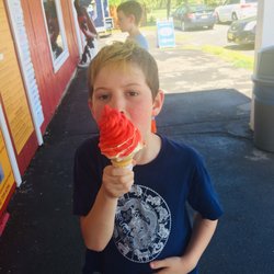 Sweet Side Ice Cream - Banana soft serve with cherry dip