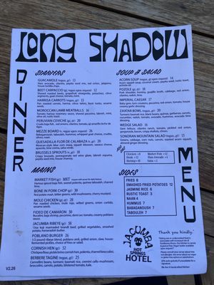 Menu photo 1 Long Shadow Jacumba Hot Springs, CA Menu photo 1 Long Shadow Jacumba Hot Springs, CA