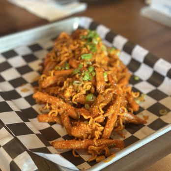 Taco Chinoz & Bar - Spicy chicken buldak fries - beware, this is not your average "spicy"! - Tacos Near Me - Centreville, Virginia Taco Chinoz & Bar - Spicy chicken buldak fries - beware, this is not your average "spicy"! - Tacos Near Me - Centreville, Virginia