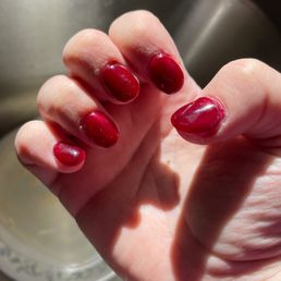 Uncured nails and scratched polish.