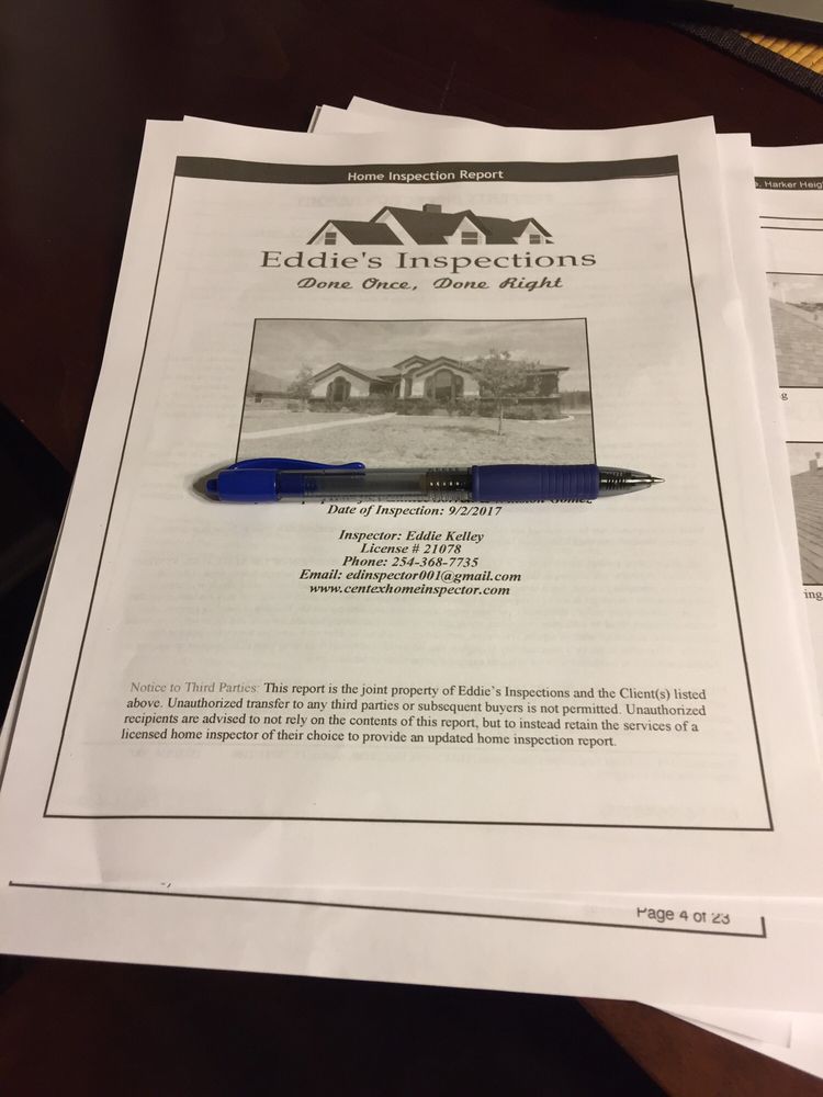 EDDIE’S INSPECTIONS Updated October 2024 Harker Heights, Texas Home Inspectors Phone