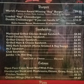 The Keg Lounge & Grill - menu - American Near Me - Orange Beach, Alabama