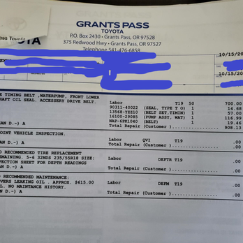 Grants Pass Toyota - This was the original work order from Grants Pass Toyota. - Auto Repair Near Me - Grants Pass, Oregon Grants Pass Toyota - This was the original work order from Grants Pass Toyota. - Auto Repair Near Me - Grants Pass, Oregon