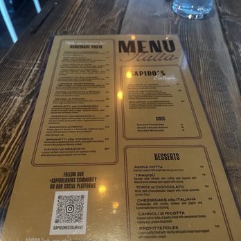 Sapido - Menu - Italian Near Me - Fort Lauderdale, Florida