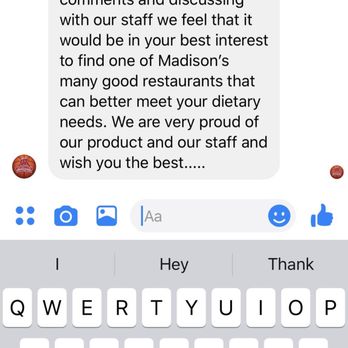 Off Broadway Drafthouse - The restaurant asked for a PM of the experience. This is their response. - Pubs Near Me - Madison, Wisconsin