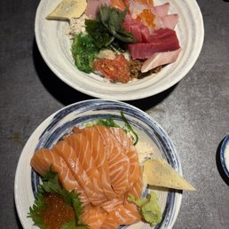 Premium chirashi bowl and salmon ikura bowl