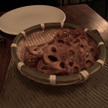 Salt + Charcoal - Complimentary lotus root chips - Japanese Near Me - Brooklyn, New York Salt + Charcoal - Complimentary lotus root chips - Japanese Near Me - Brooklyn, New York