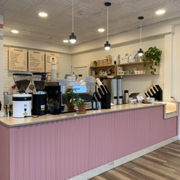 a pink counter