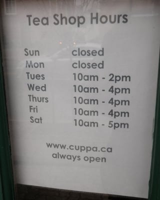 Menu photo 8 The Old Curiosity Tea Shop Markham, ON