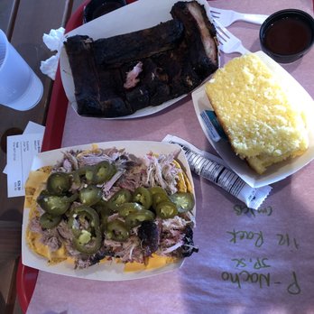 Idk BBQ - 1/2 rack of ribs, pulled pork nachos and medium piece of cornbread - Barbeque Near Me - Tropic, Utah