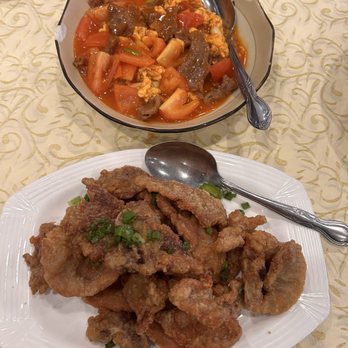 MJ Valley Restaurant - Salt and spicy fried pork chop; egg and tomato with beef - Seafood Near Me - Alhambra, California MJ Valley Restaurant - Salt and spicy fried pork chop; egg and tomato with beef - Seafood Near Me - Alhambra, California
