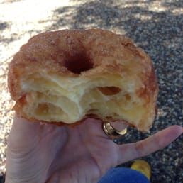 Taking a bite of my cinnamon Cronut. Heaven. Taking a bite of my cinnamon Cronut. Heaven.
