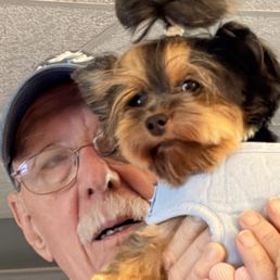 Getting ready for a walk with dad.