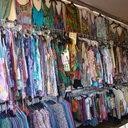Sunshine Octopus - A large wall of Blue Sky clothing and tie dyes!