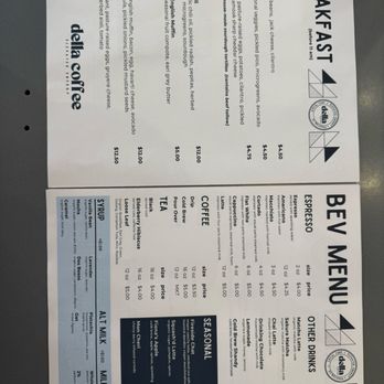 Della Coffee - Menu Nov 2025 - Coffee & Tea Near Me - Houston, Texas