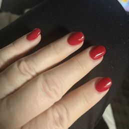 Acrylic nails with gel color.