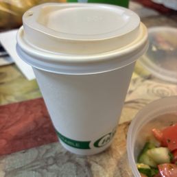 The latte; I took it to go. It is a little small for the price but that's all coffee shops these days I suppose The latte; I took it to go. It is a little small for the price but that's all coffee shops these days I suppose