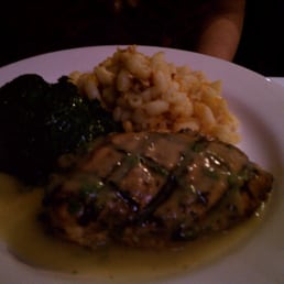 Grilled Chicken Breast with Dijon Mustard Cream, spinach and macaroni and cheese. Grilled Chicken Breast with Dijon Mustard Cream, spinach and macaroni and cheese.