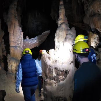 Fountain Cave Adventure Tours - Working our way through the formations and back to the entrance with guides on both ends of the group. - Historical Tours Near Me - Grottoes, Virginia