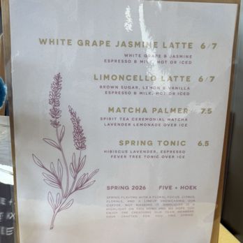 Five & Hoek Coffee - Seasonal Menu - Coffee & Tea Near Me - Geneva, Illinois