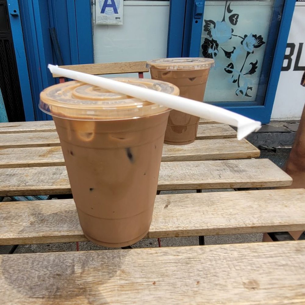 Blue Star Parlor - two cups of iced coffee on a wooden table - Cafes Near Me - Brooklyn, New York