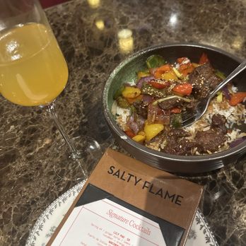 Salty Flame - Spicy Beef Bowl and bottomless champagne - Asian Fusion Near Me - Miami, Florida Salty Flame - Spicy Beef Bowl and bottomless champagne - Asian Fusion Near Me - Miami, Florida