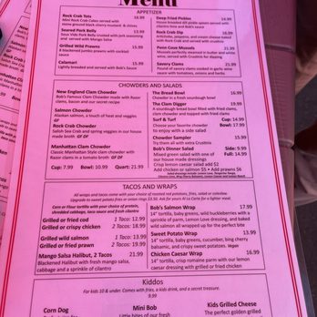 Bob's Chowder Bar - Menu pic - Seafood Near Me - Anacortes, Washington