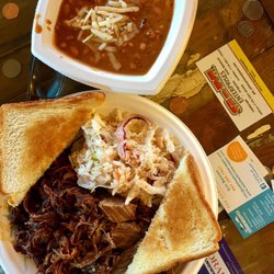 The Hunger Trailer - Pulled pork and beef brisket with coleslaw and red beans $15 great deal!