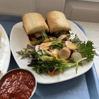 Strong Hearts Buffalo - Chicken The Parm (marinara on the side) with Side Salad (greens) - Juice Bars & Smoothies Near Me - Buffalo, New York