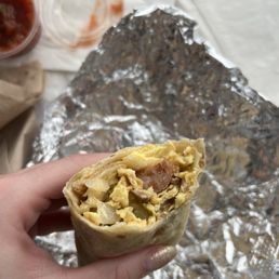 Chicken maple sausage burrito