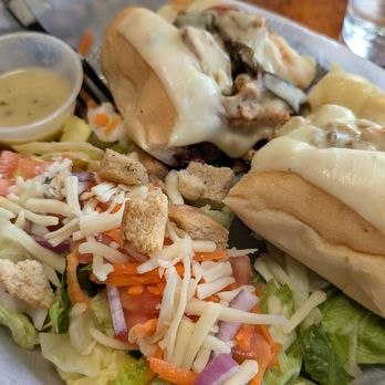 Old Town Draught House Grill - Chicken Philly with salad - American Near Me - Greensboro, North Carolina Old Town Draught House Grill - Chicken Philly with salad - American Near Me - Greensboro, North Carolina