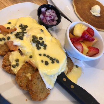 Silver Diner - Smoked salmon on hash browns - Diners Near Me - Ashburn, Virginia Silver Diner - Smoked salmon on hash browns - Diners Near Me - Ashburn, Virginia