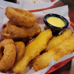 Cod basket with upgraded option of onion rings
