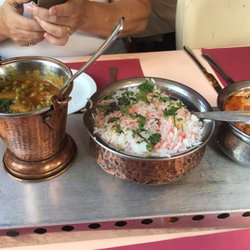 Bombay Palace - The rice and the peas and potatoes with gravy. The butter chicken off the hook.