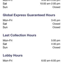Hours of operation Hours of operation