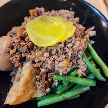 Yes Cafe - Ground pork over rice combo - was good but the braised pork is better! - Bubble Tea Near Me - Chandler, Arizona