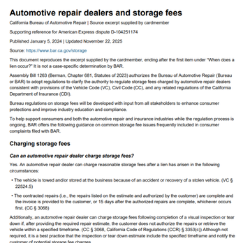 MY CAR Collision Center - Here is the Law regarding storage Fees from the Bureau of Automotive Repair - Body Shops Near Me - Glendale, California