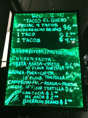 Menu photo 3 Tacos El Guero San Antonio, TX