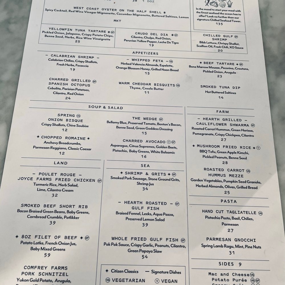 The Citizen - Menu - New American Near Me - Alys Beach, Florida The Citizen - Menu - New American Near Me - Alys Beach, Florida