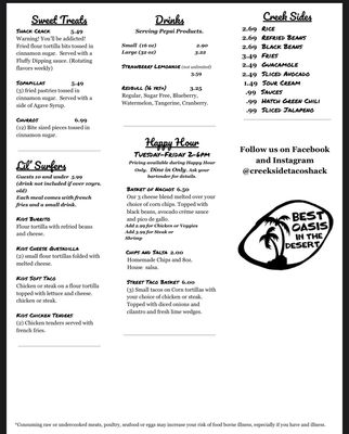 Menu photo 6 Creek Side Taco Shack Queen Creek, AZ