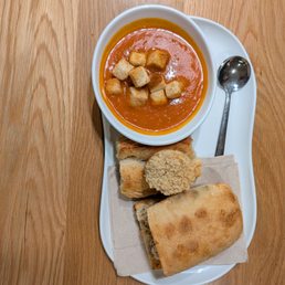 BBQ Chicken and Tomato Bisque with Creme Brulee Muffin