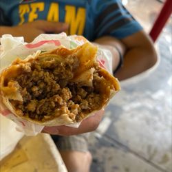 Delgadillo's Snow Cap Drive-In - Inside of beef burrito (green sauce)