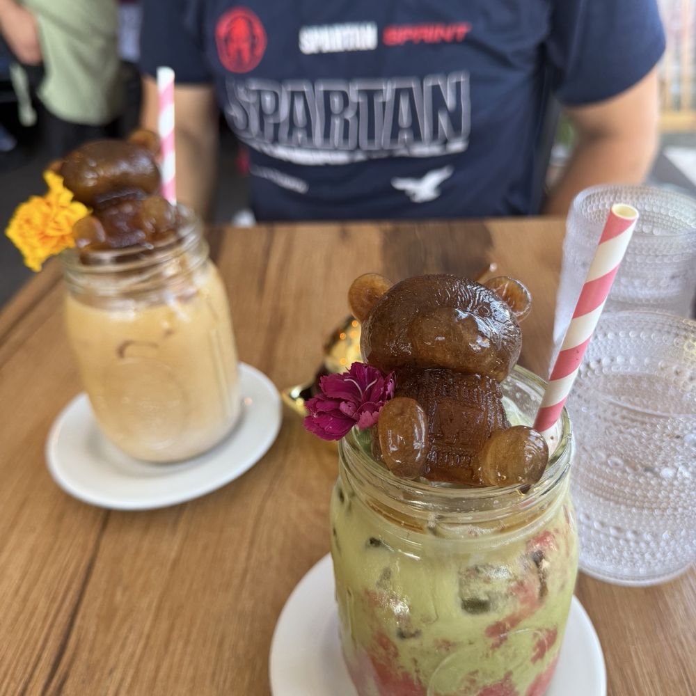 Lotus and strawberry matcha