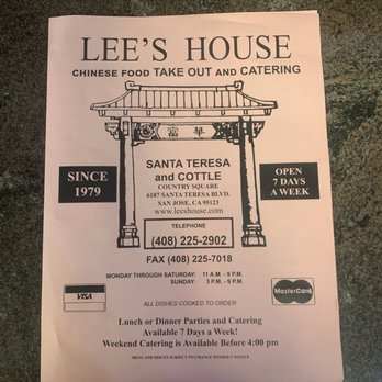 Lee's House Chinese Takeout - Chinese Near Me - San Jose, California