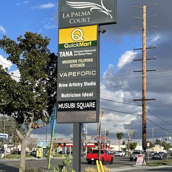 La Palma Court - Convenient little strip mall with. QuickMart, Musubi restaurant, and Ethiopian restaurant as the main draws. - Shopping Centers Near Me - Anaheim, California La Palma Court - Convenient little strip mall with. QuickMart, Musubi restaurant, and Ethiopian restaurant as the main draws. - Shopping Centers Near Me - Anaheim, California