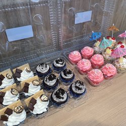 Swirled and Frosted - Beautiful delicious vegan cupcakes!!! Themes from left to right: S'mores, Oreos, Strawberry, and Piña Colada!!!
