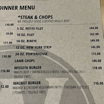 Wissota Chophouse - Chippewa Falls - The meat menu - Steakhouses Near Me - Chippewa Falls, Wisconsin