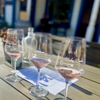 Crawford Family Wines - glasses of wine on a table - Wineries Near Me - Solvang, California